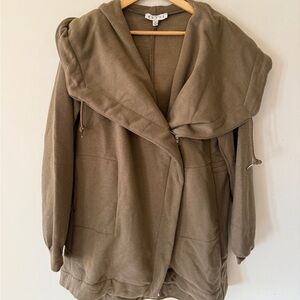 HYFVE Oversized Olive Tan Utility Jacket Shacket with Hood